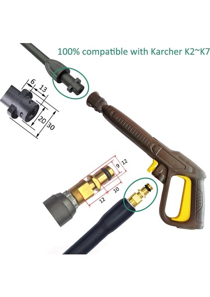 Turbo Lance Stili Yedek Basınçlı Yıkama Tabancası Araba Yıkama Temizleme Suyu Püskürtme Tabancası Lance Nozul Ttol Lance Wand Nozul Karcher K2 ~ K7 Için (Yurt Dışından)