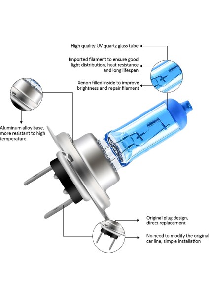 H7 Stili 100W Sarı W 100W Halojen Ampuller H1 H3 H4 H7 H8 H Oto Halojen Lamba Sis Farları 12V 3000K 6000K Motosiklet Araba Far Lambası (Yurt Dışından)
