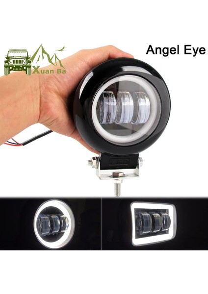 Xiyu Shop Kare X1 Stili 5 Inç LED Çalışma Işığı Bak Beyaz Taşkın Işın Araba 4x4 Offroad Kamyon Tekne Uaz Atv 12V 24V LED Angel Eyes Sürüş Işıkları (Yurt Dışından)