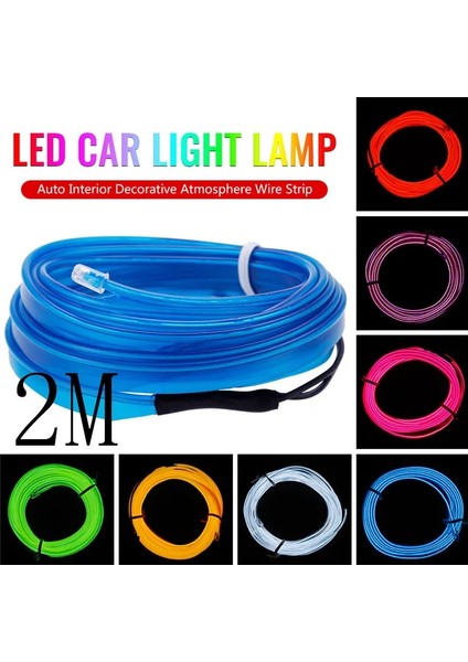 Sürücülü Beyaz Yeni 2m 12V LED Araba Işık Lambası Esnek Oto Iç Dekoratif Atmosfer Tel Şerit Soğuk LED Işık Tüm Dc 12V Arabalara Uygun (Yurt Dışından)