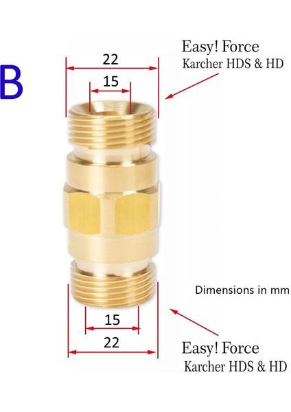 Renksiz Stil Basınçlı Yıkayıcı Pirinç Konnektör Uydurma Araba Yıkama Adaptörü Bağlantısı Karcher Hd Hds Kolay Kuvvetli Püskürtme Tabancası Lance Hortumu M22 (Yurt Dışından) modelleri