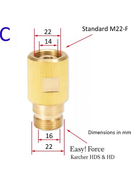 Renksiz Stil Basınçlı Yıkayıcı Pirinç Konnektör Uydurma Araba Yıkama Adaptörü Bağlantısı Karcher Hd Hds Kolay Kuvvetli Püskürtme Tabancası Lance Hortumu M22 (Yurt Dışından) fırsatları
