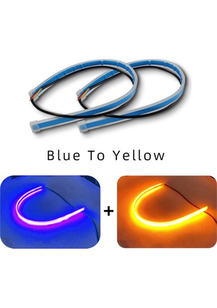 45CM Tarzı Mavi Sarı Akan 2 Adet Drl LED Şerit Sıralı Dönüş Sinyali Açık Sarı 30CM 45CM 60CM Esnek Drl Gündüz Farları Araba Farları Için (Yurt Dışından)