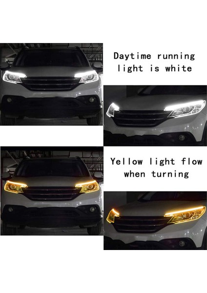 45CM Tarzı Mavi Sarı Akan 2 Adet Drl LED Şerit Sıralı Dönüş Sinyali Açık Sarı 30CM 45CM 60CM Esnek Drl Gündüz Farları Araba Farları Için (Yurt Dışından)
