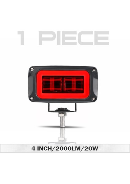 1x Kırmızı Halo Stili 8d 4 "led Motosiklet Far Beyaz Melek Göz LED Çalışma Işığı Sis Lambası Moto Scooter Atv Utv Uaz Araba Kamyon Tekne Sürüş Işığı (Yurt Dışından)