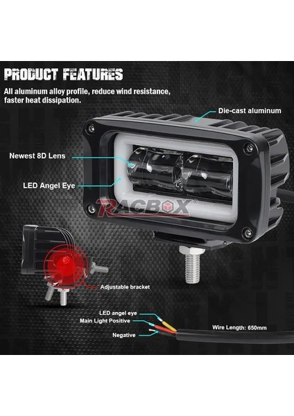1x Kırmızı Halo Stili 8d 4 "led Motosiklet Far Beyaz Melek Göz LED Çalışma Işığı Sis Lambası Moto Scooter Atv Utv Uaz Araba Kamyon Tekne Sürüş Işığı (Yurt Dışından) fırsatları