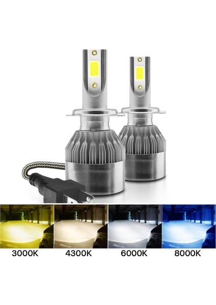 H4 Merhaba Lo Stili Buz Mavisi 2 Adet Ampul Oto Araba H8 H11 H7 H4 H1 LED Fark Soğuk Beyaz 8000K 3000K 8000LM Cob Ampuller Diyotlar Otomobil Parçaları Lambası (Yurt Dışından)
