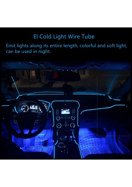 3 Metre Stili Kristal Mavi Araba Iç Dekoratif Işıklar El Kablolama Neon Şerit Araba Dıy Esnek Ortam Işığı USB LED Şerit Lamba Atmosferi (Yurt Dışından)