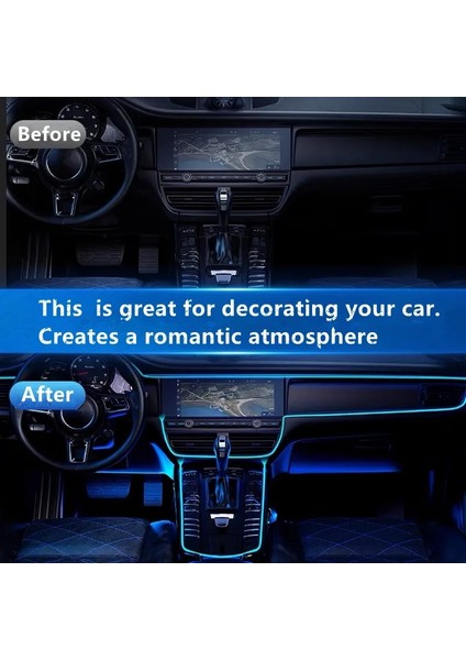 3 Metre Stili Kristal Mavi Araba Iç Dekoratif Işıklar El Kablolama Neon Şerit Araba Dıy Esnek Ortam Işığı USB LED Şerit Lamba Atmosferi (Yurt Dışından)