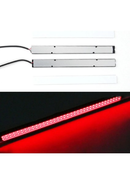 2 Adet Kırmızı 2X17CM Cob LED Işık Şeridi Kırmızı Su Geçirmez Araba Drl Sis Lambası Sürüş Lambası Dc 12V Gündüz Farları Süper Parlak Su Geçirmez (Yurt Dışından)