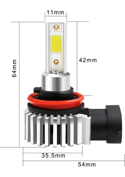 Xiyu Shop H11 Stili D9 2TARAF12000K Yeni Mini LED Turbo Araba Farları H7 H4 H11 H1 H8 H Hb Hb Sis Farları Lambası Oto Ampuller 80W Lm 12V 24V Moto (Yurt Dışından)