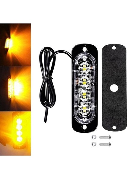 12V 4led Sarı Stil Dc 12V 36W Beyaz 12LED Araba Kamyon Güvenlik Uyarısı Acil Her Zaman Parlak Işık Lambası Araba Strobe Acil Durum Yanıp Sönen Uyarı Işığı (Yurt Dışından)