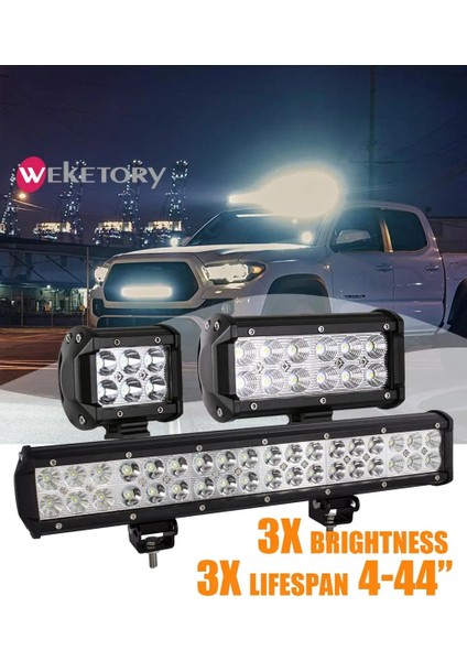 1pc 18W Sel Tarzı Weketory W 36W 72W 108W LED Çalışma Işığı Motosiklet Için LED Bar Işık Traktör Tekne Off Road 4WD 4x4 Kamyon Suv Atv (Yurt Dışından)