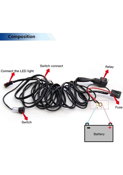 1 Kontrol 1 Işık Stili Co Lıght Light Bar Wiring Harness Wire Cable Relay 3 Meter For Uaz Atv Off Road 4x Inch LED Light Bar Work Light (Yurt Dışından)