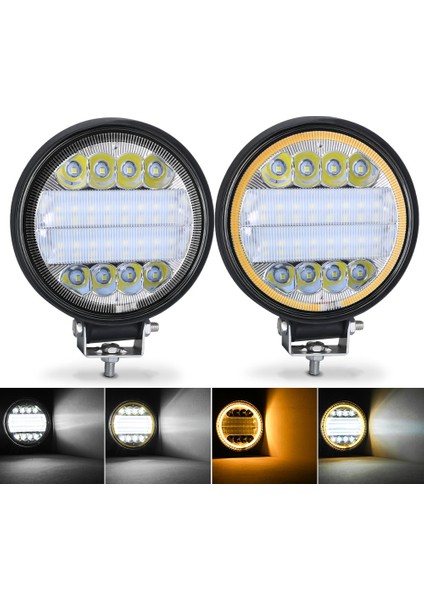 2 Adet 72W 24LED Stili LED Çalışma Işık Bar 72W 24LED Yuvarlak Spot LED Işık Kamyon Suv 4WD 4x4 LED Bar Offroad Atv Jeep Traktör Sis Lambası 12V 24V Beyaz (Yurt Dışından)