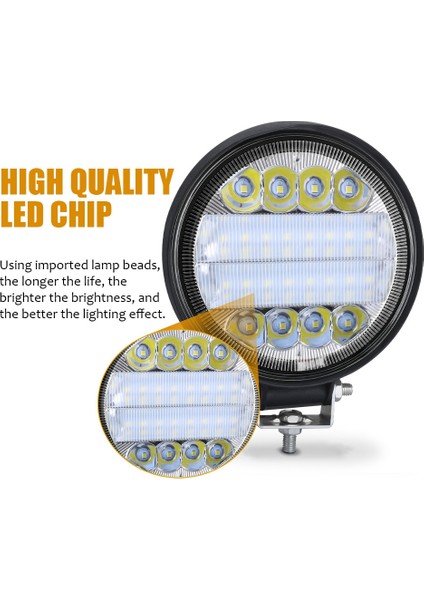 2 Adet 72W 24LED Stili LED Çalışma Işık Bar 72W 24LED Yuvarlak Spot LED Işık Kamyon Suv 4WD 4x4 LED Bar Offroad Atv Jeep Traktör Sis Lambası 12V 24V Beyaz (Yurt Dışından)