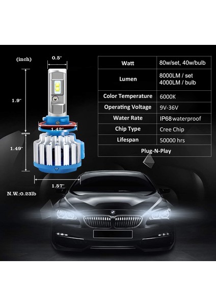 H4 Stili T1 6000K T1 Araba H7 LED Far Canbus 80W 8000LM H1 H3 H4 H7 LED Lm H Hb Hb H3 Otomobil Ampul Beyaz 6000K (Yurt Dışından) modelleri