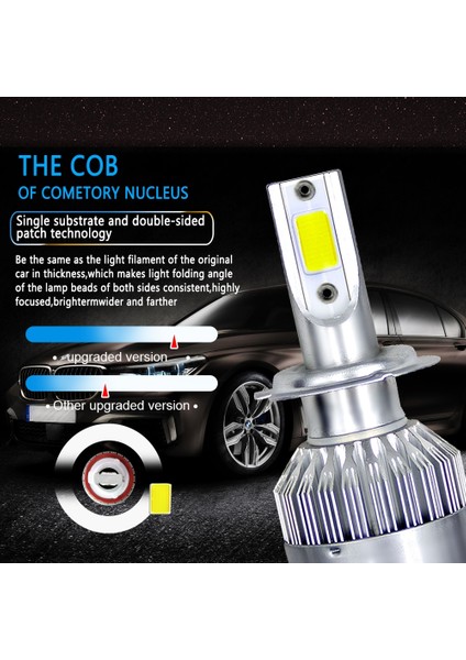 H8 Stili 3000K 2 Adet LED Araba Ampulleri H4 H Hb2 H11 H1 H3 H8 H Hb4 H Otomatik Farlar 72W Cob 6000K 3000K 4300K (Yurt Dışından) fiyatları