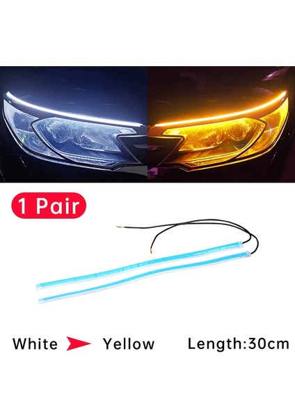 30CM Beyaz 2 Adet LED Araba Gündüz Çalışan Işık Esnek Su Geçirmez Drl LED Oto Far Şeridi Tüp Lamba Dönüş Sinyali Dekoratif Işıklar 12V (Yurt Dışından)