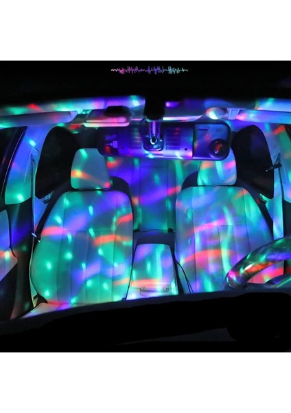 QP2465 Araba USB LED Parti Işıkları Sahne Etkisi Karaoke Atmosfer Lambası 4W 5V Taşınabilir Disko Topu Renkli Lazer Dj Disko Hafif Müzik (Yurt Dışından)