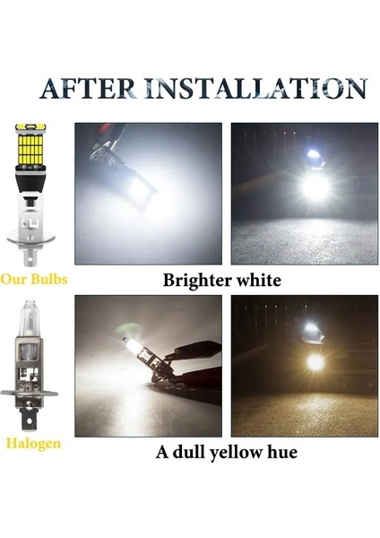 H3 Stili Kehribar 2 Adet H1 LED H3 LED LED Araba Lambaları Sis Farları LED Sis Far Ampulk Beyaz Otomatik Sis Lambası Gündüz Çalışan Işık Whıteamberred (Yurt Dışından) indirimleri