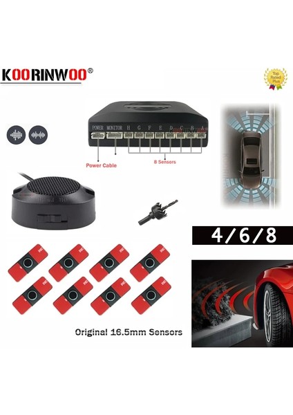 4 Sensör Stili Gri Koorinwoo Parktronic Ön Arka Radarlı Düz ​​park Sensörleri Step Hoparlör Buzzer 12V Geri Park Yardımı (Yurt Dışından) fırsatları