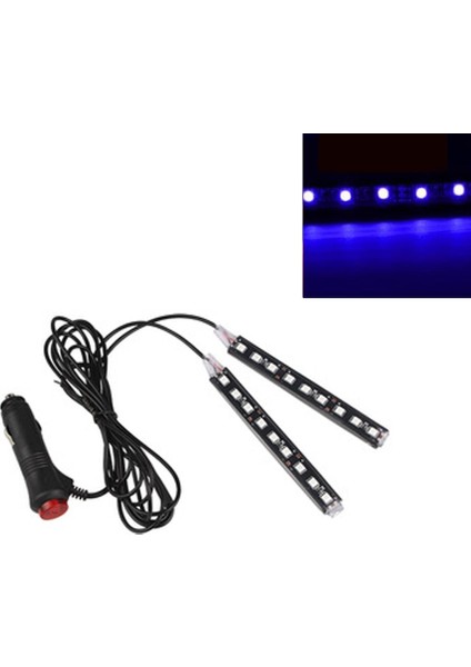 Mavi Çok Renkli Araba 9 LED 2 In1 Iç Atmosfer Işıkları Dash Zemin Ayak Şerit Işıkları Çakmak Adaptörü Dekoratif Lamba (Yurt Dışından)