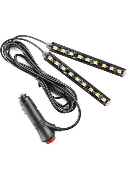 Mavi Çok Renkli Araba 9 LED 2 In1 Iç Atmosfer Işıkları Dash Zemin Ayak Şerit Işıkları Çakmak Adaptörü Dekoratif Lamba (Yurt Dışından)