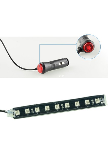Mavi Çok Renkli Araba 9 LED 2 In1 Iç Atmosfer Işıkları Dash Zemin Ayak Şerit Işıkları Çakmak Adaptörü Dekoratif Lamba (Yurt Dışından)
