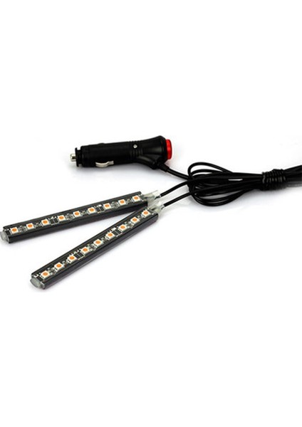 Mavi Çok Renkli Araba 9 LED 2 In1 Iç Atmosfer Işıkları Dash Zemin Ayak Şerit Işıkları Çakmak Adaptörü Dekoratif Lamba (Yurt Dışından)