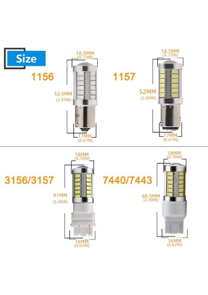 NO.7440 Tarzı Kırmızı V Dc Smd Baw BAY15D W Tt Araba LED Dönüş Kuyruk Sinyal Işığı Beyaz Kırmızı Amber Mavi (Yurt Dışından)