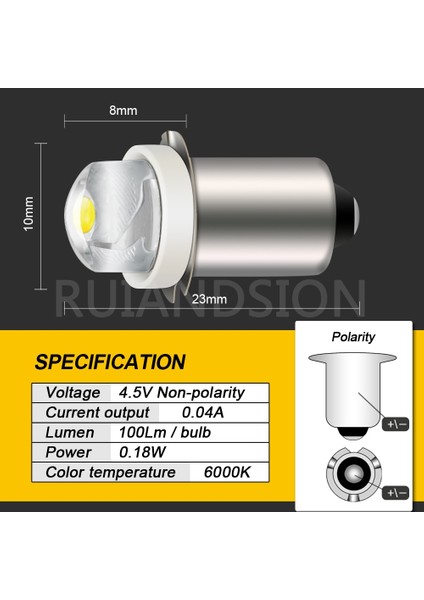 3V Nopolar Stil Beyaz .5s Pr2 0.5W 3V 4.5V 6V 9V 18V Nopolar LED El Feneri Yedek Ampul Torch Lambası Cob Chip ile LED Acil Durum Çalışma Işığı (Yurt Dışından)