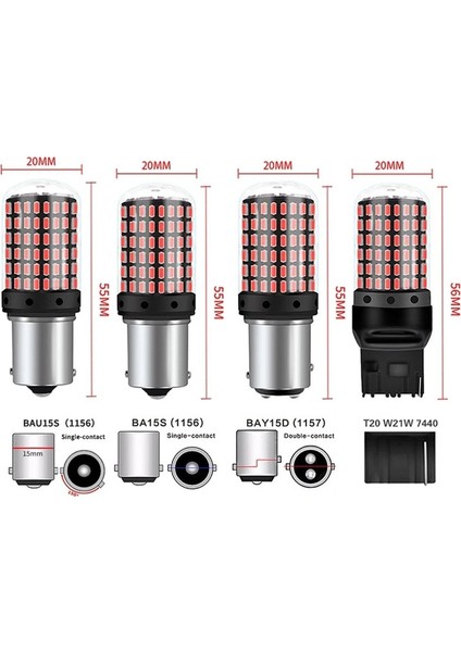 R7440 W21W T20 WY21W Baw BAU15S PY21W LED T W21W BAY15D LED Bulbmd Canbus Lamba Dönüş Sinyali Işığı 12 V (Yurt Dışından)