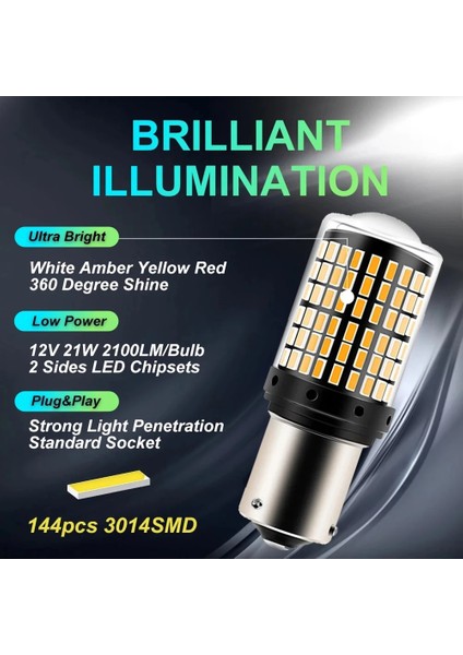 R7440 W21W T20 WY21W Baw BAU15S PY21W LED T W21W BAY15D LED Bulbmd Canbus Lamba Dönüş Sinyali Işığı 12 V (Yurt Dışından)