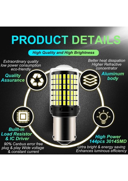 R7440 W21W T20 WY21W Baw BAU15S PY21W LED T W21W BAY15D LED Bulbmd Canbus Lamba Dönüş Sinyali Işığı 12 V (Yurt Dışından)
