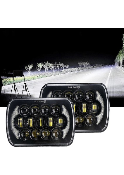 Jeep Wrangler Için LED Far Yj Cherokee Xj Comanche Mj Chevy 300W 7x6 Dikdörtgen Far ile Yüksek Düşük Işın Dönüş Sinyali (Yurt Dışından)