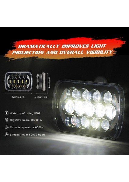 Jeep Wrangler Için LED Far Yj Cherokee Xj Comanche Mj Chevy 300W 7x6 Dikdörtgen Far ile Yüksek Düşük Işın Dönüş Sinyali (Yurt Dışından) fırsatları