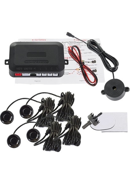 Siyah Sınovcle 4 Sensörler Buzzer Araba Park Sensörü Kiti Ters Yedekleme Radar Sesli Uyarı Göstergesi Prob Sistemi 12V (Yurt Dışından)
