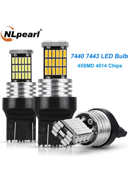2 ADET-BEYAZ-7440 Nlpearl 2x T20 LED Sinyal Lambası T WY21W LED Canbus Araba Ters Fren Lambaları Smd LED W21W Dönüş Sinyali Işığı 12V (Yurt Dışından)