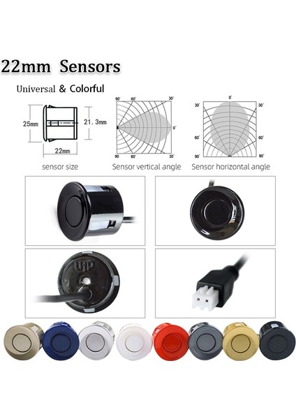 Mavi Sınovcle Araba LED Park Sensörü Kiti 4 Sensörler Arka Işık Ekran Ters Yedekleme Radar Monitör Sistemi 12V 8 Renk (Yurt Dışından)