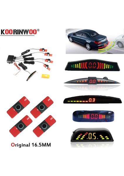 DL305 Stili Gri Koorinwoo Orijinal Araba LED Ekran Araba Park Sensörü Renkli Set 4 Problar Araba Ters Radar Parktronic Kör Uyarı Göstergesi (Yurt Dışından) fiyatları