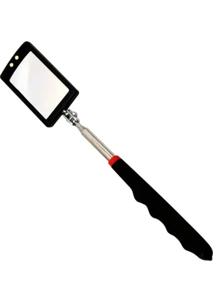 Kare Ayna Stili Muayene Aynası LED Işık Teleskopik Ayna Döndürme Mekanik Aletler Manyetik Ayna Teleskopik Sap Tamir Aletleri (Yurt Dışından)