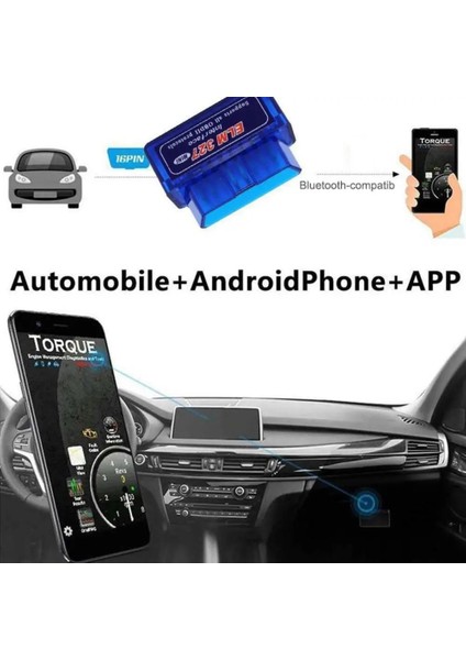 Bir Stil Araç Teşhis Tarayıcı Mini Bluetooth-Uyumlu Hata Ingilizce Sürüm V2.1 Obd2 Obdıı Android Ios Wıfı Elm (Yurt Dışından)