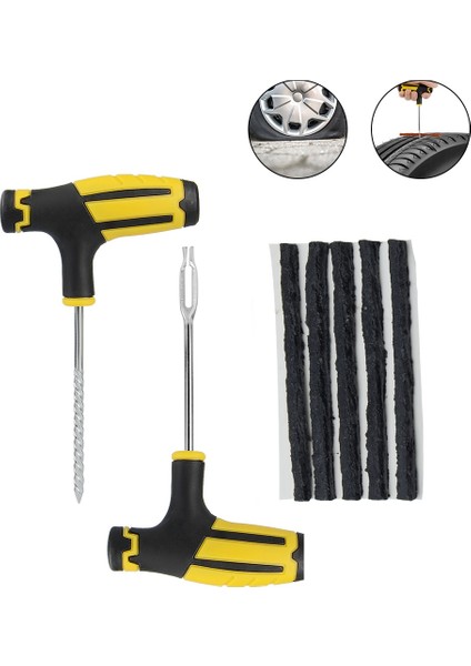Siyah Tam Takım Stili Araba Lastik Tamir Araçları Lastik Tamir Takımı Perçin Alet Seti Araba Bisiklet Tubeless Lastik Delinme Tapası Garaj Otomobil Parçaları (Yurt Dışından)