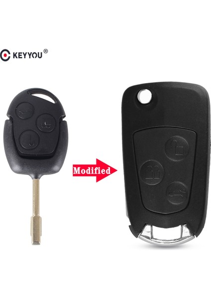 Model 3 Stili Keyyou 3 Düğmeler Anahtar Kutu Modifiye Flip Katlanır Uzaktan Anahtar Flip Fob Kabuk Ford Focus Mondeo Fiesta Ka (Yurt Dışından)