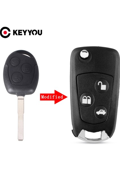 Model 3 Stili Keyyou 3 Düğmeler Anahtar Kutu Modifiye Flip Katlanır Uzaktan Anahtar Flip Fob Kabuk Ford Focus Mondeo Fiesta Ka (Yurt Dışından)