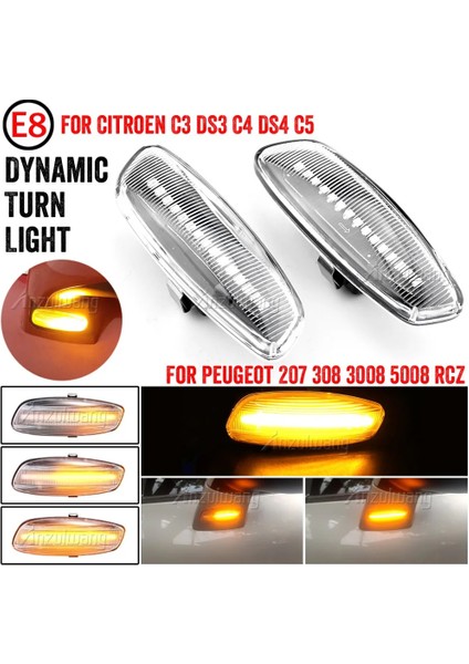 Kristal Beyazı Citroeoupe Picasso X7 Ds3 Ds4 Peugeot Rcz Için Dinamik LED Dönüş Sinyali Göstergesi Sıralı Flaşör Işığı (Yurt Dışından)