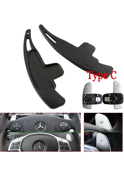 C Tipi Siyah Stil Mercedes Benz Amg ALA45 Gle Gla Cls Gls W205 W213 Eqc Araba Direksiyon Paddle Shift Uzatma Shifter Dsg Çıkartmalar (Yurt Dışından)