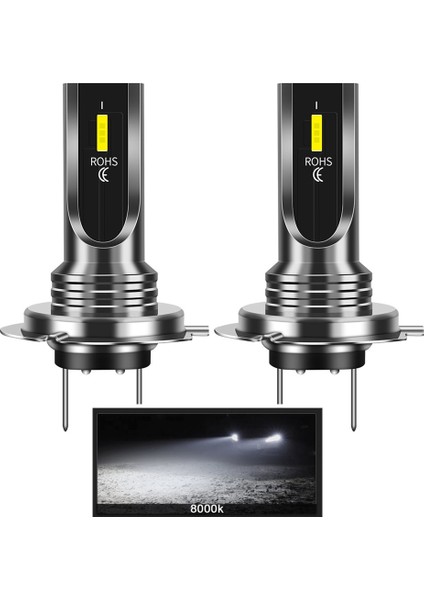 H7 Stili 8000K Beyaz Mavi 2 Adet H7 Motosiklet Far Sis Lam Oto Ampul B4 Araba Parlak Işık 12V LED Aileo Canbus H4 (Yurt Dışından)