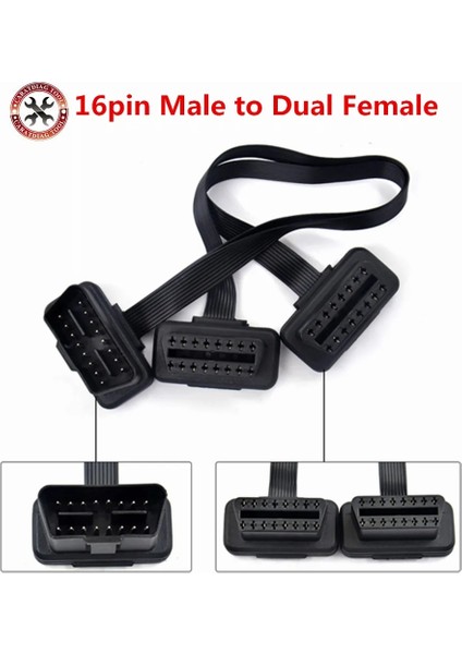 60CM Kablo Stili Çift Dişi Y Bölücü Dirsek Obd 2 Genişletici Odb Obd2 Kablosu Erkek - Dişi Düz Erişte Obd2 Uzatma Kablosu (Yurt Dışından) fiyatları